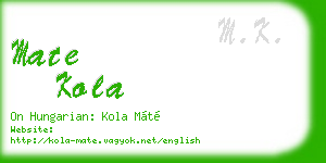 mate kola business card